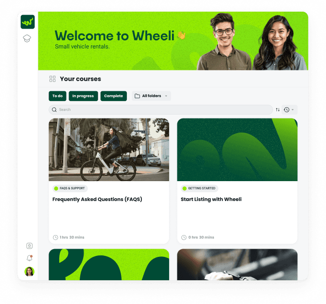 A branded customer Academy with logo and colour scheme applied