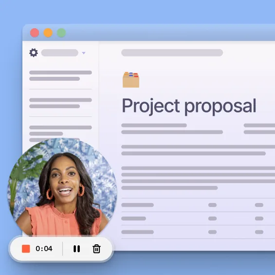A Loom recording overlaid on a project proposal document