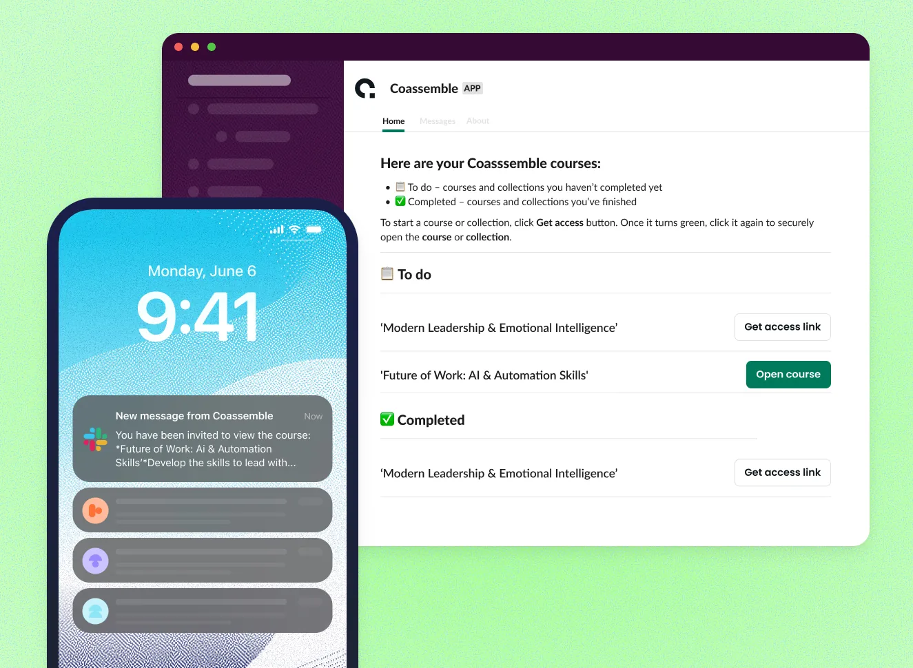 Coassemble courses delivered on mobile and desktop